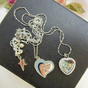 VINTAGE Silver Heart Charm Pendant Necklace Lot ~ Love Token Heart Necklaces